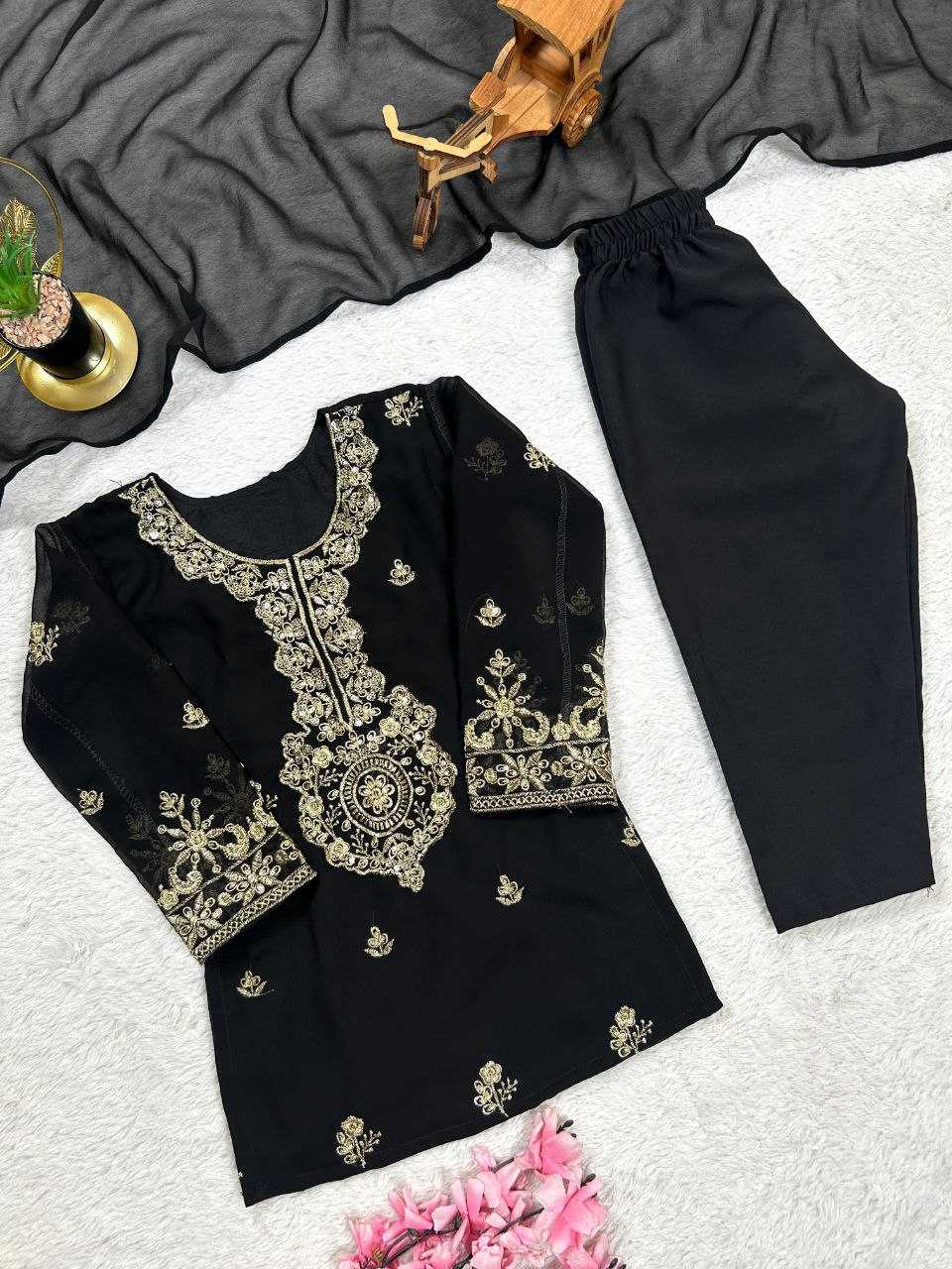 Ynf Faux Georgette KESH167 KAJAL Kids Wear Festive Collections Wholesale Kids Suit Embroidered Frock Ethnic Dresses For Kids Manufacturer- Kapda Export