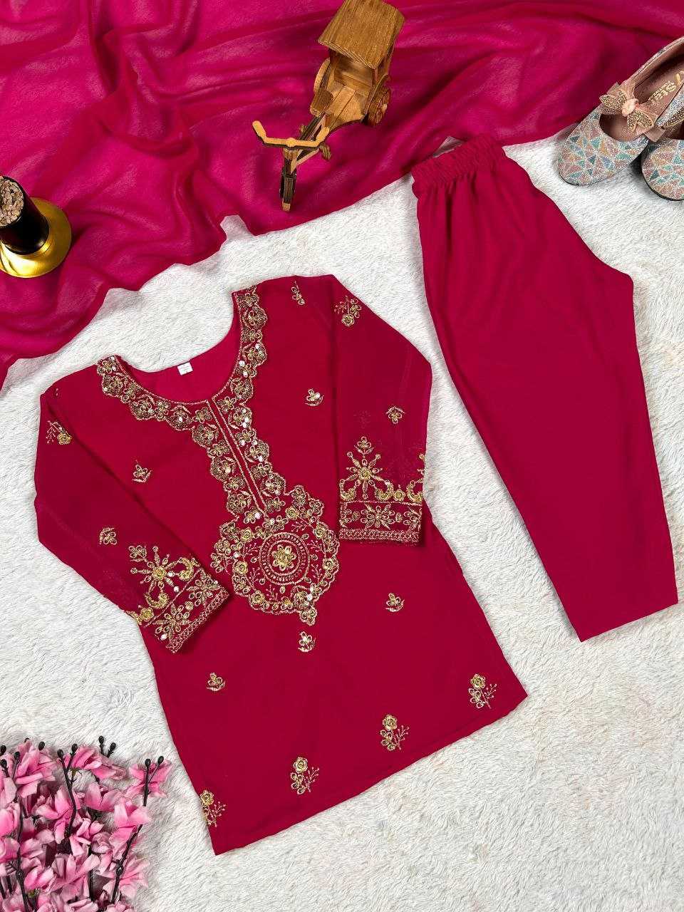 Ynf Faux Georgette KESH167 KAJAL Kids Wear Festive Collections Wholesale Kids Suit Embroidered Frock Ethnic Dresses For Kids Manufacturer- Kapda Export