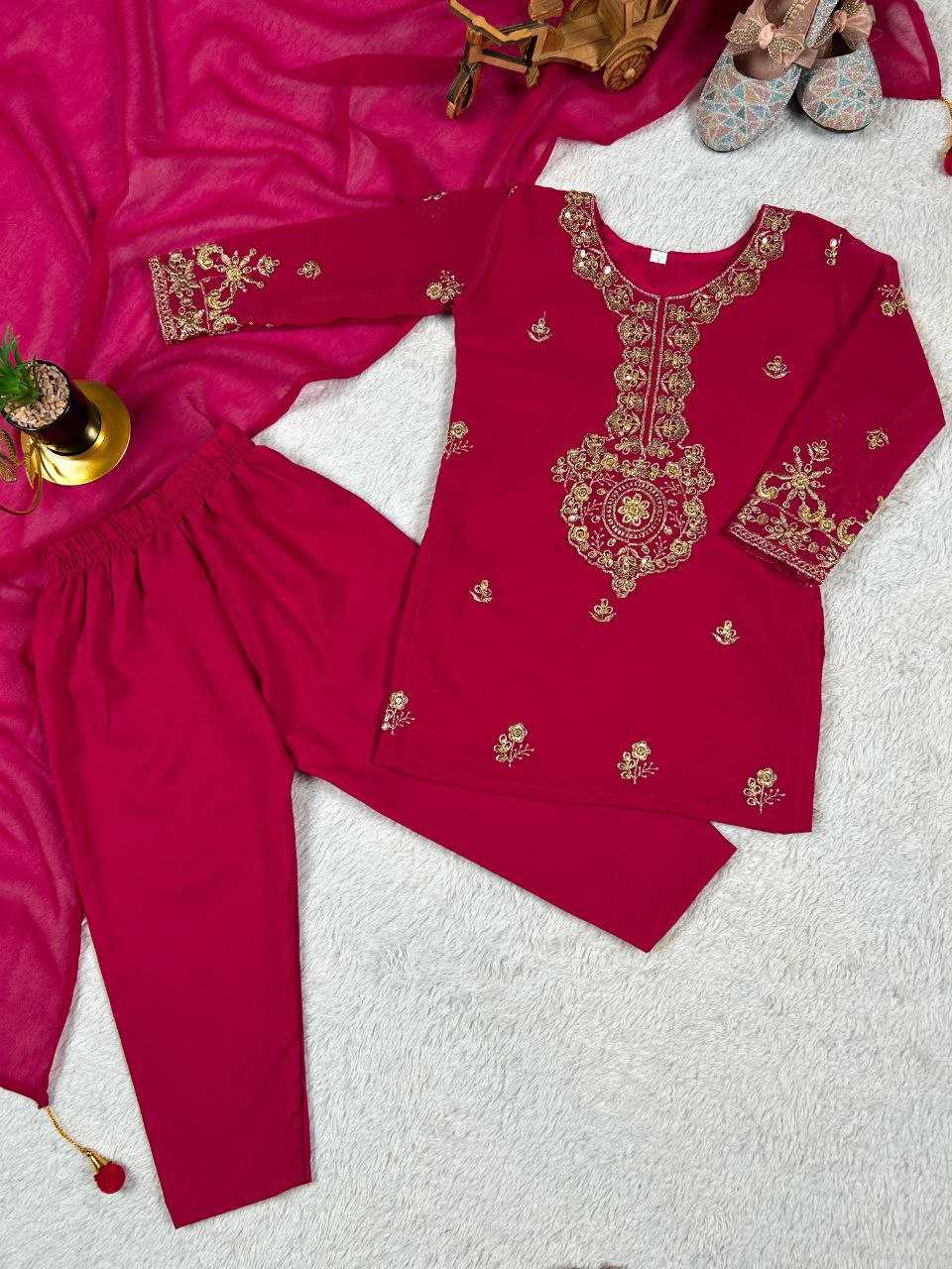 Ynf Faux Georgette KESH167 KAJAL Kids Wear Festive Collections Wholesale Kids Suit Embroidered Frock Ethnic Dresses For Kids Manufacturer- Kapda Export