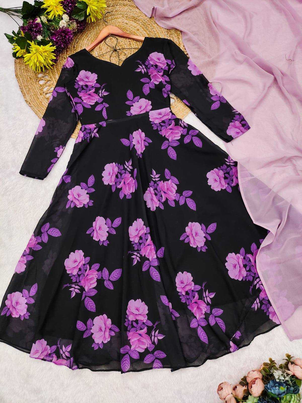 Ynf Faux Georgette KESH210 2381 Gowns Wholesale Printed Gowns Anarkali Gown Floral Print Gowns Manufacturer- Kapda Export