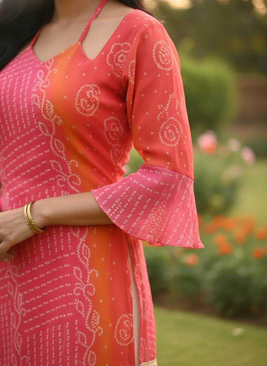 Ynf Faux Georgette KESH485 103 Kurti Festive Collections Wholesale Printed Kurtis Georgette Kurti Bandhani Kurtis Manufacturer- Kapda Export