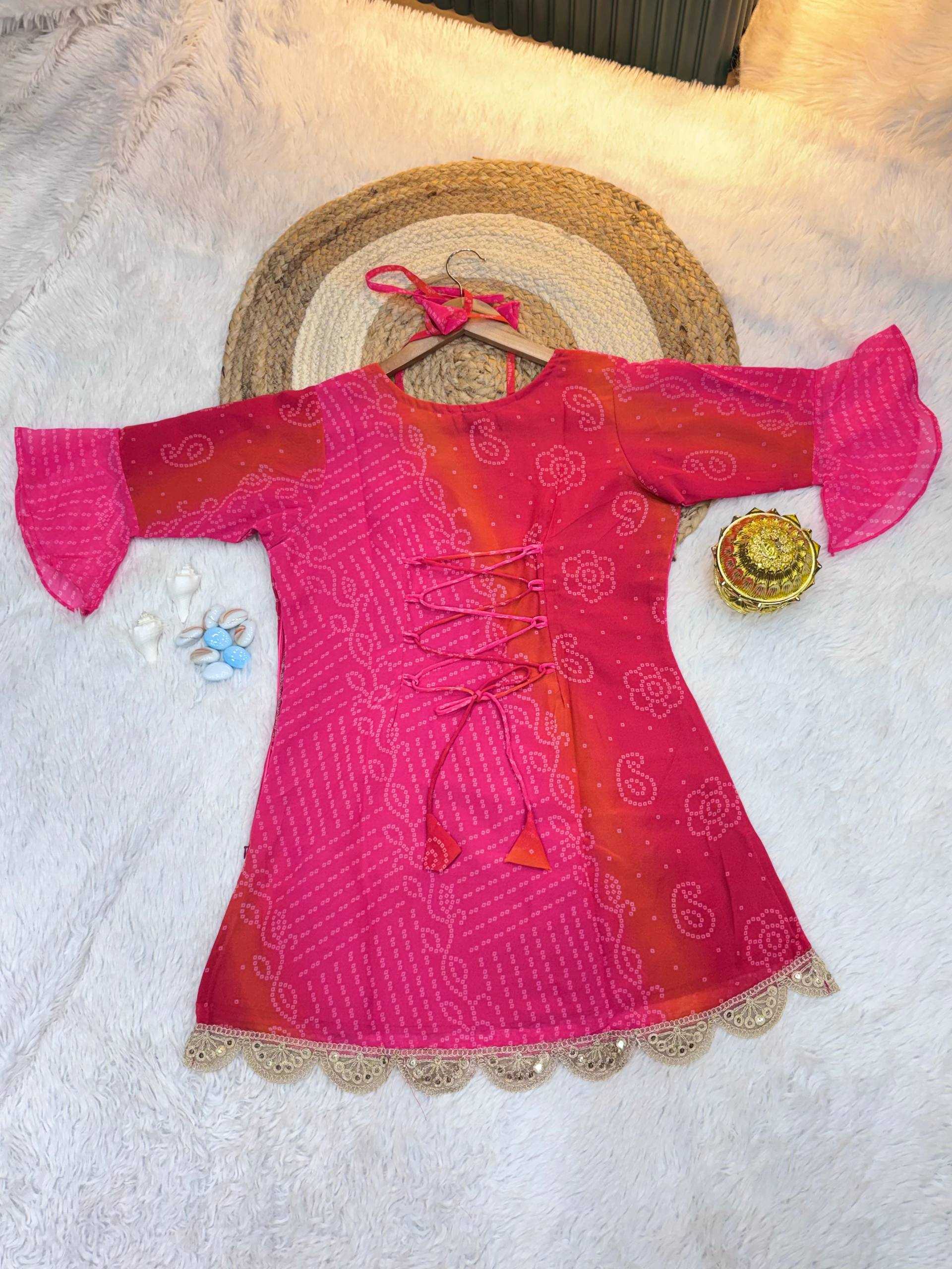 Ynf Faux Georgette KESH485 103 Kurti Festive Collections Wholesale Printed Kurtis Georgette Kurti Bandhani Kurtis Manufacturer- Kapda Export