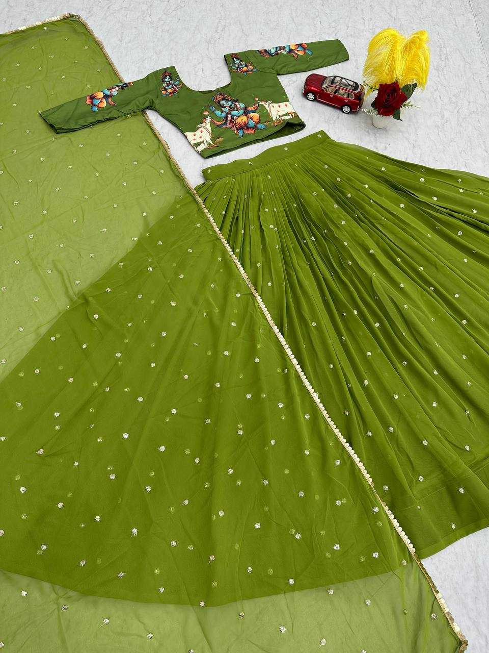 Ynf Faux Georgette KESH496 541 Lehengas Wholesale Kalamkari Lehenga Embroidered Lehenga Heavy Lehenga Manufacturer- Kapda Export