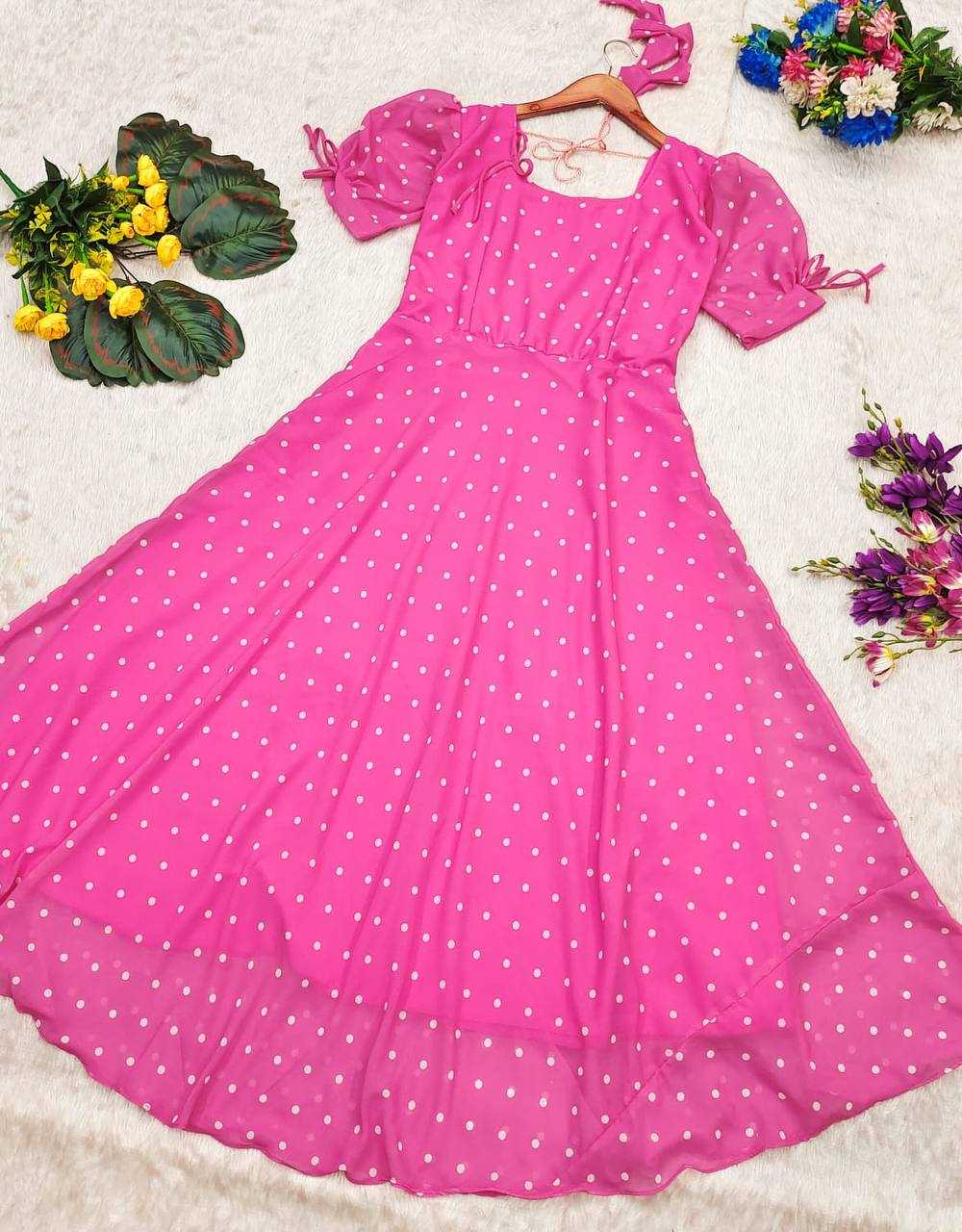 Ynf Georgette KESH210 1539 Gowns Wholesale Fancy Gowns Georgette Gown Pink Gown Manufacturer- Kapda Export