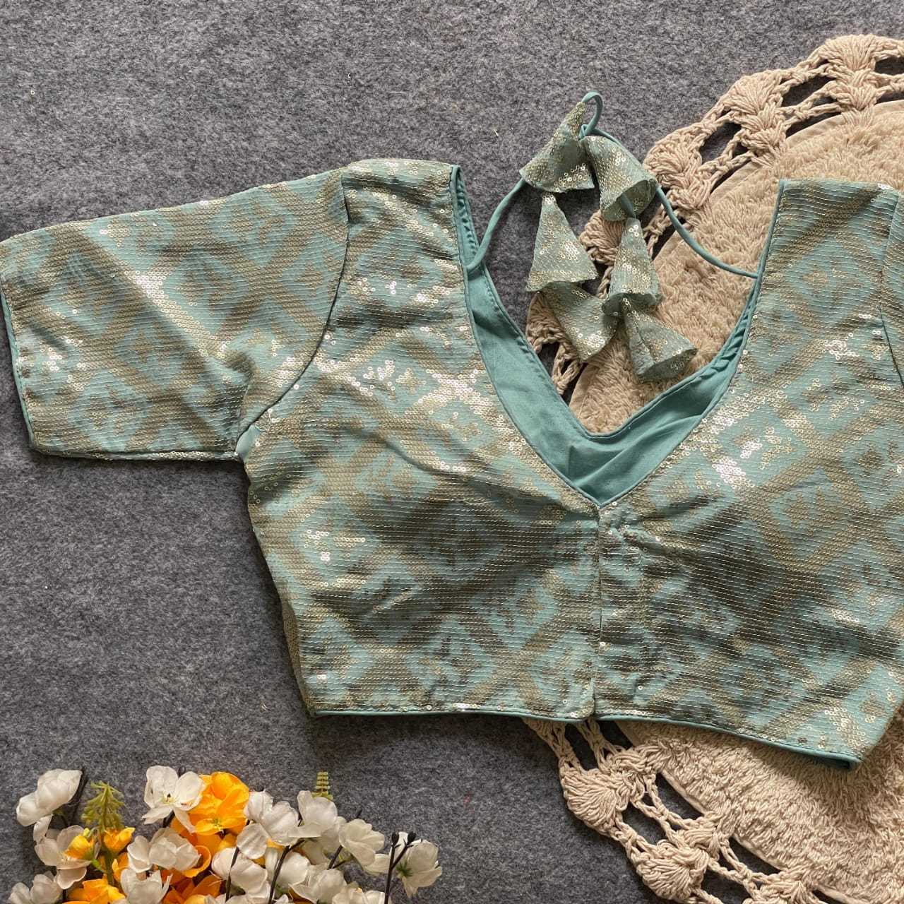 Ynf Georgette KESH411 REETU Readymade Blouses Wholesale Sequence Embroidery Blouse Embroidered Blouses Party Wear Blouse Manufacturer- Kapda Export