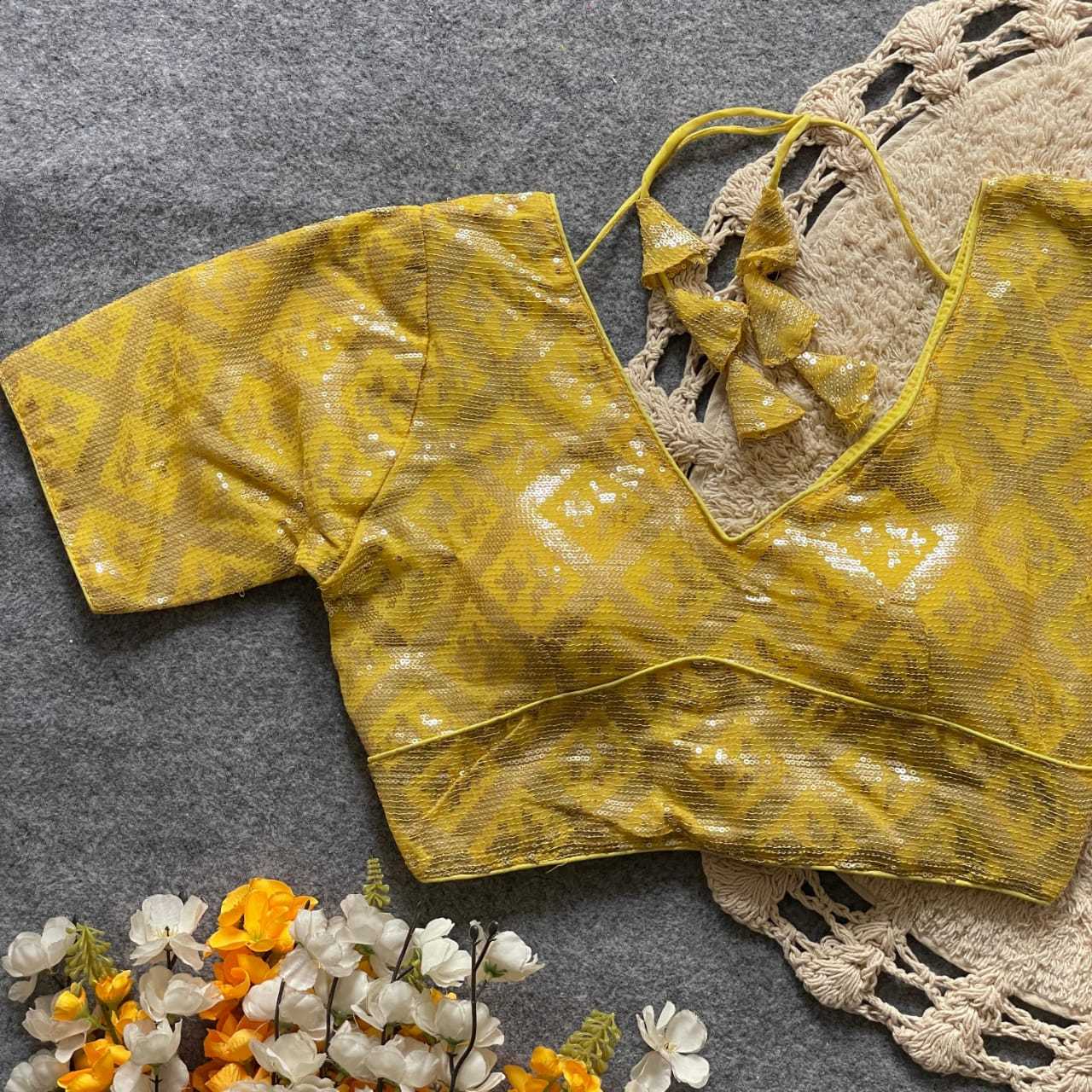 Ynf Georgette KESH411 REETU Readymade Blouses Wholesale Sequence Embroidery Blouse Embroidered Blouses Party Wear Blouse Manufacturer- Kapda Export