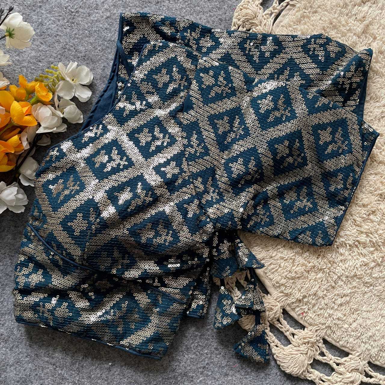 Ynf Georgette KESH411 REETU Readymade Blouses Wholesale Sequence Embroidery Blouse Embroidered Blouses Party Wear Blouse Manufacturer- Kapda Export