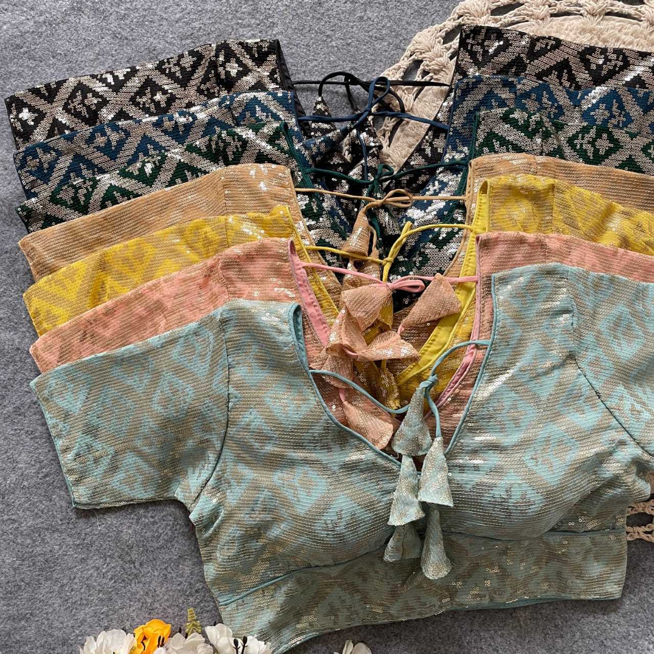 Ynf Georgette KESH411 REETU Readymade Blouses Wholesale Sequence Embroidery Blouse Embroidered Blouses Party Wear Blouse Manufacturer- Kapda Export