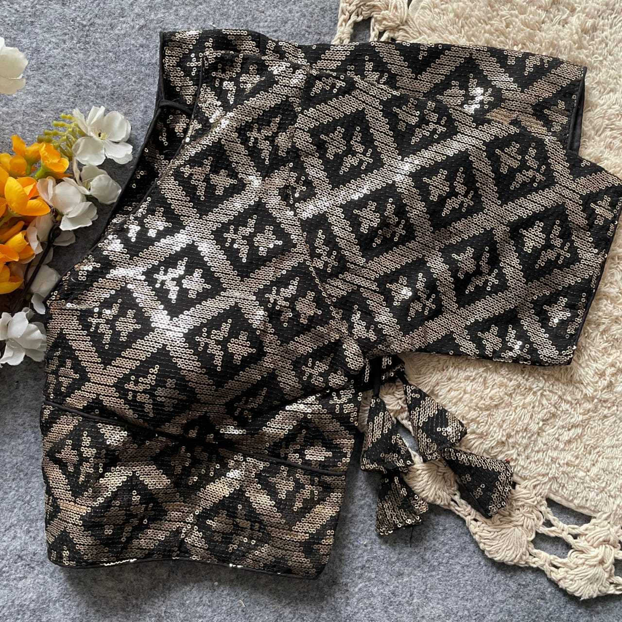 Ynf Georgette KESH411 REETU Readymade Blouses Wholesale Sequence Embroidery Blouse Embroidered Blouses Party Wear Blouse Manufacturer- Kapda Export