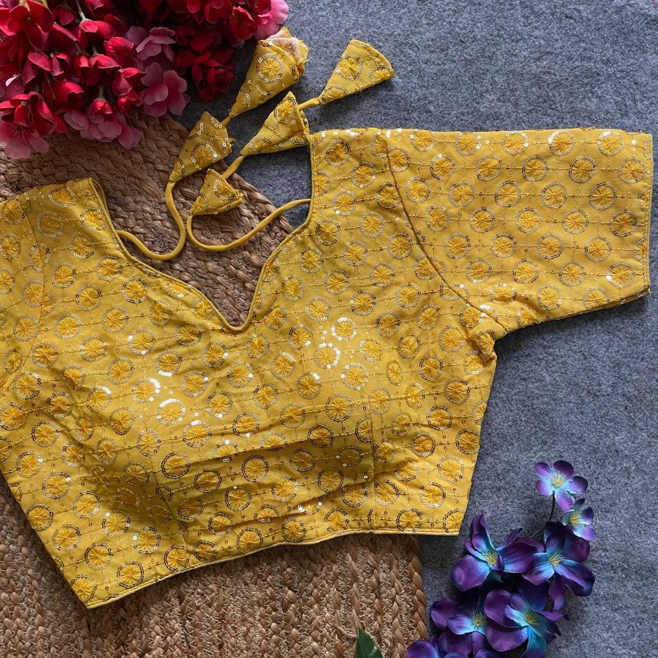 Ynf Georgette KESH411 TRIPTI Readymade Blouses Wholesale Sequence Embroidery Blouse Embroidered Blouses Party Wear Blouse Manufacturer- Kapda Export