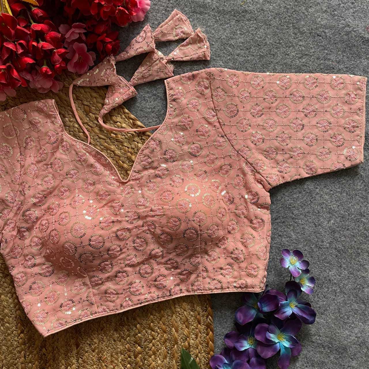 Ynf Georgette KESH411 TRIPTI Readymade Blouses Wholesale Sequence Embroidery Blouse Embroidered Blouses Party Wear Blouse Manufacturer- Kapda Export