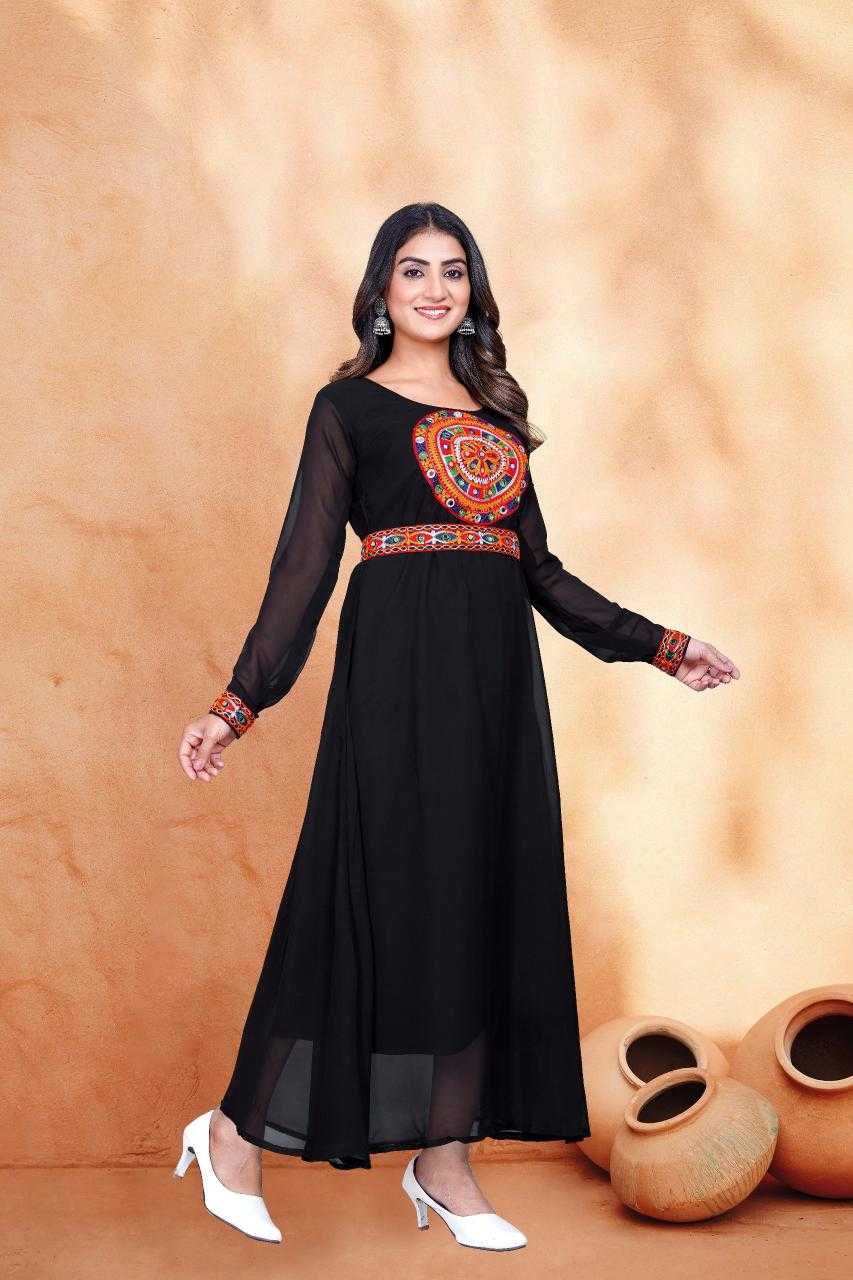 Ynf Georgette KESH559 363 Kurti Wholesale Fancy Kurti Embroidered Kurtis Black Kurtis Manufacturer- Kapda Export