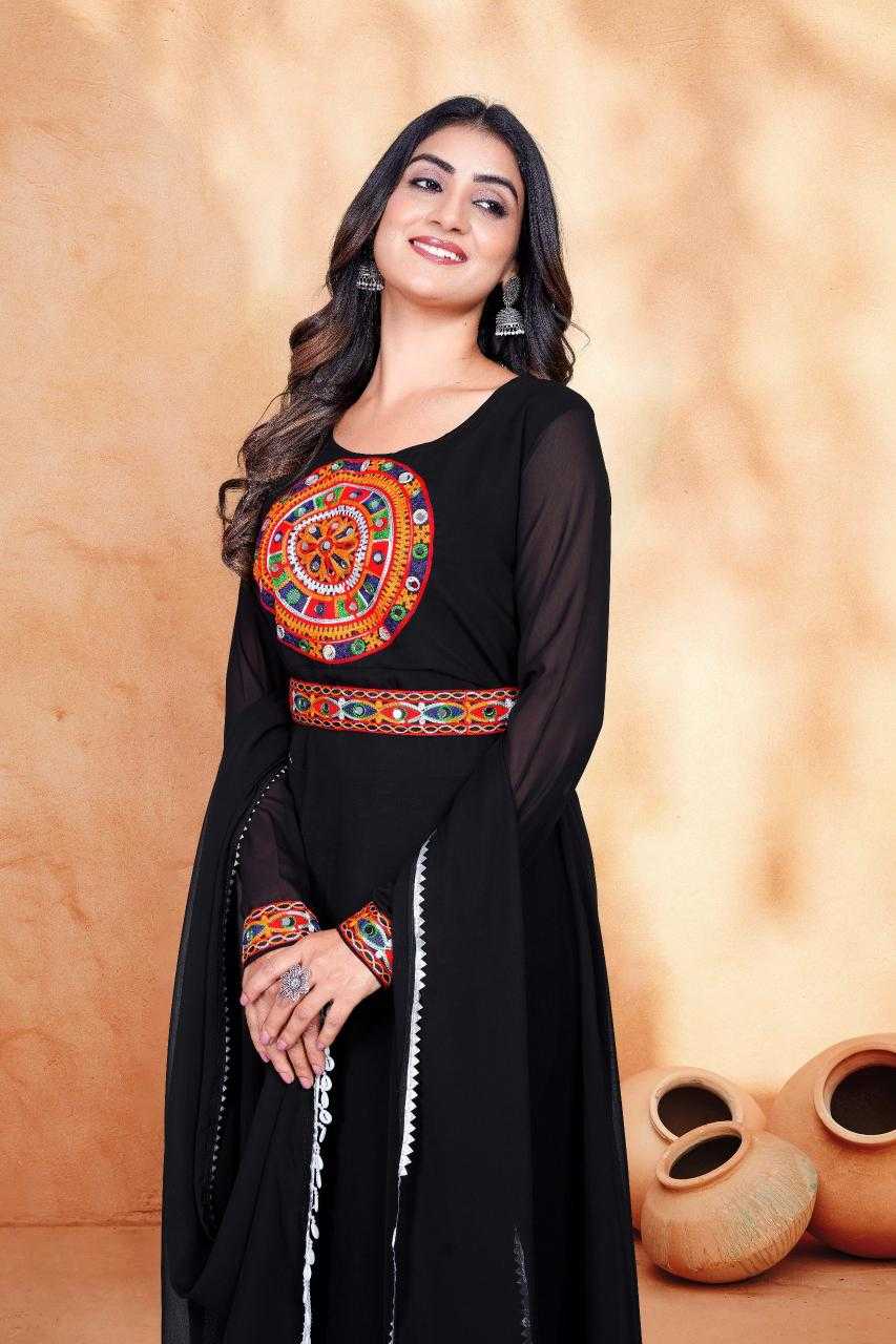Ynf Georgette KESH559 363 Kurti Wholesale Fancy Kurti Embroidered Kurtis Black Kurtis Manufacturer- Kapda Export