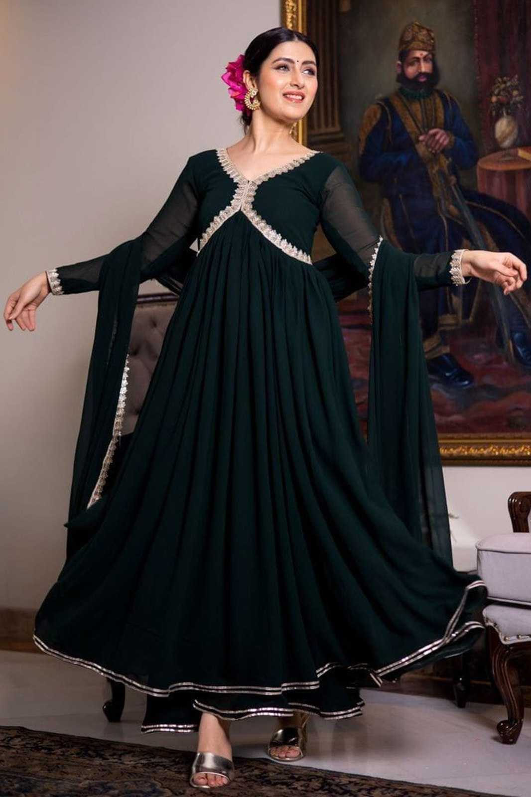 Ynf Georgette KESH559 375 Gowns Festive Collections Wholesale Long Gowns Georgette Gown Black Gown Manufacturer- Kapda Export