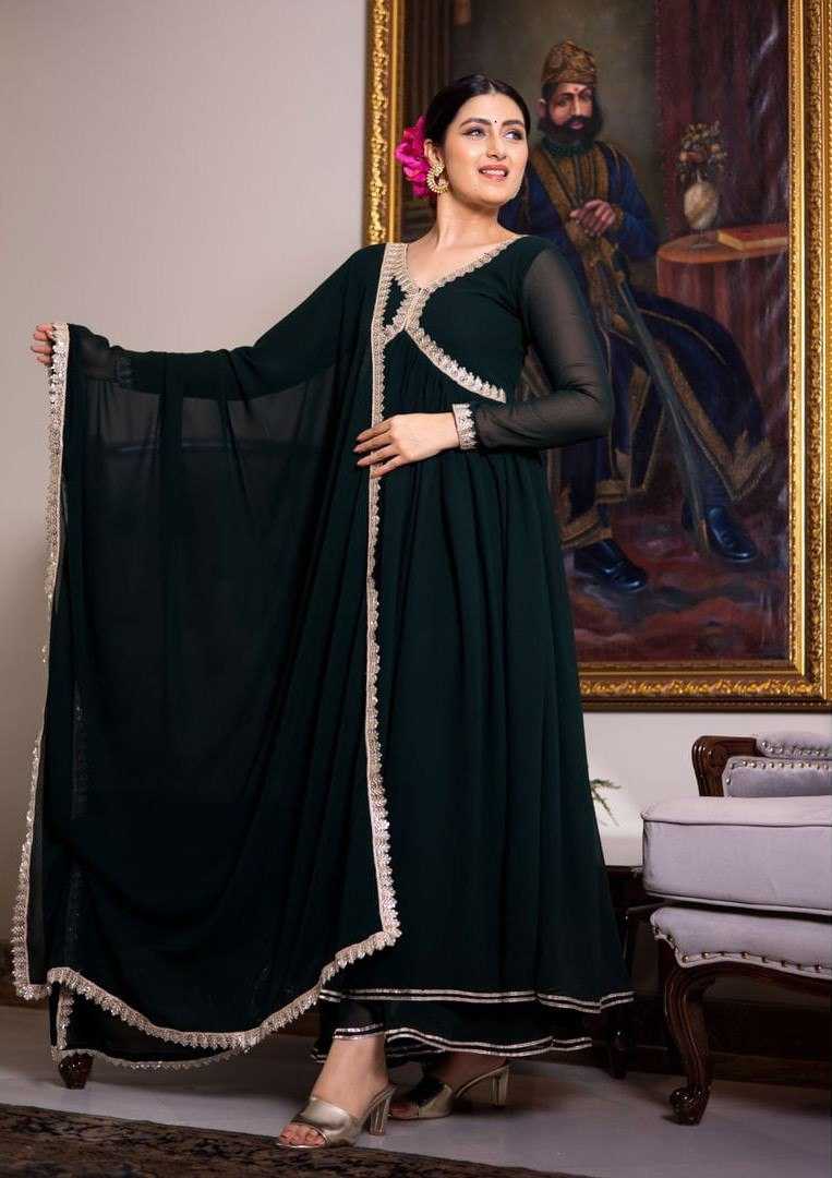 Ynf Georgette KESH559 375 Gowns Festive Collections Wholesale Long Gowns Georgette Gown Black Gown Manufacturer- Kapda Export