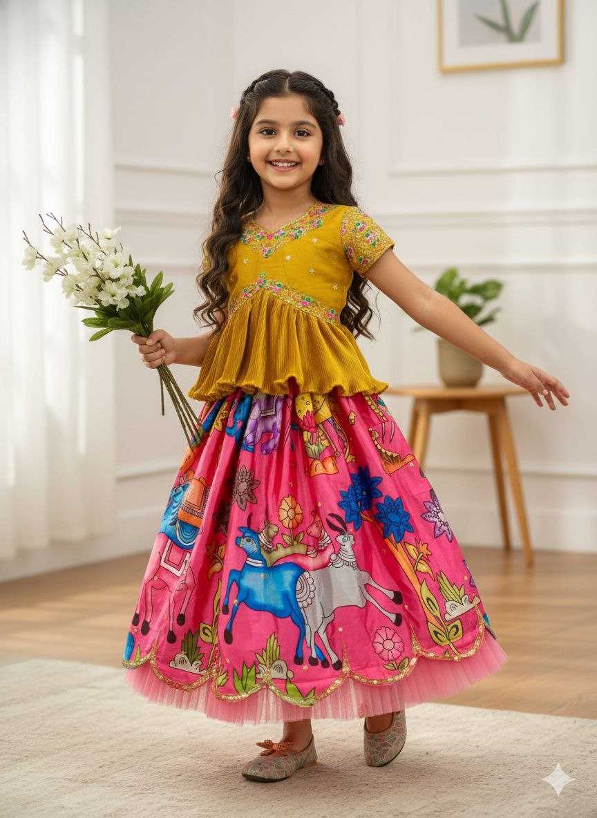 Ynf Heavy Chinnon Silk KESH167 VAISHALI Kids Wear Festive Collections Wholesale Kids Frocks Embroidered Frock Baby Girl Lehenga Manufacturer- Kapda Export