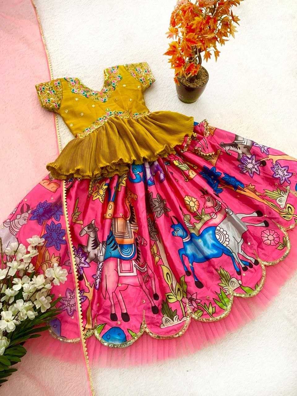 Ynf Heavy Chinnon Silk KESH167 VAISHALI Kids Wear Festive Collections Wholesale Kids Frocks Embroidered Frock Baby Girl Lehenga Manufacturer- Kapda Export