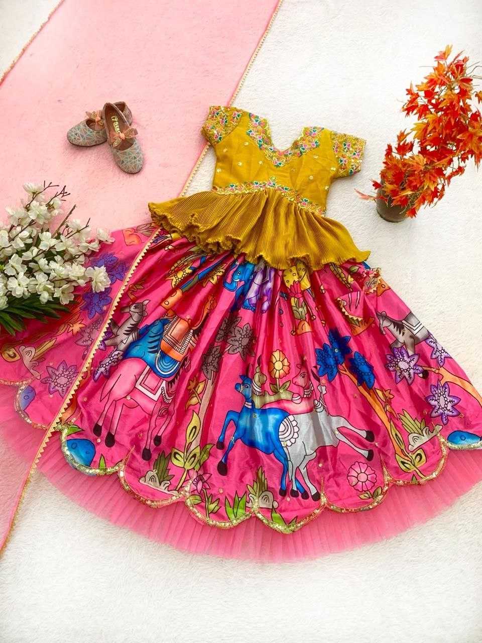 Ynf Heavy Chinnon Silk KESH167 VAISHALI Kids Wear Festive Collections Wholesale Kids Frocks Embroidered Frock Baby Girl Lehenga Manufacturer- Kapda Export