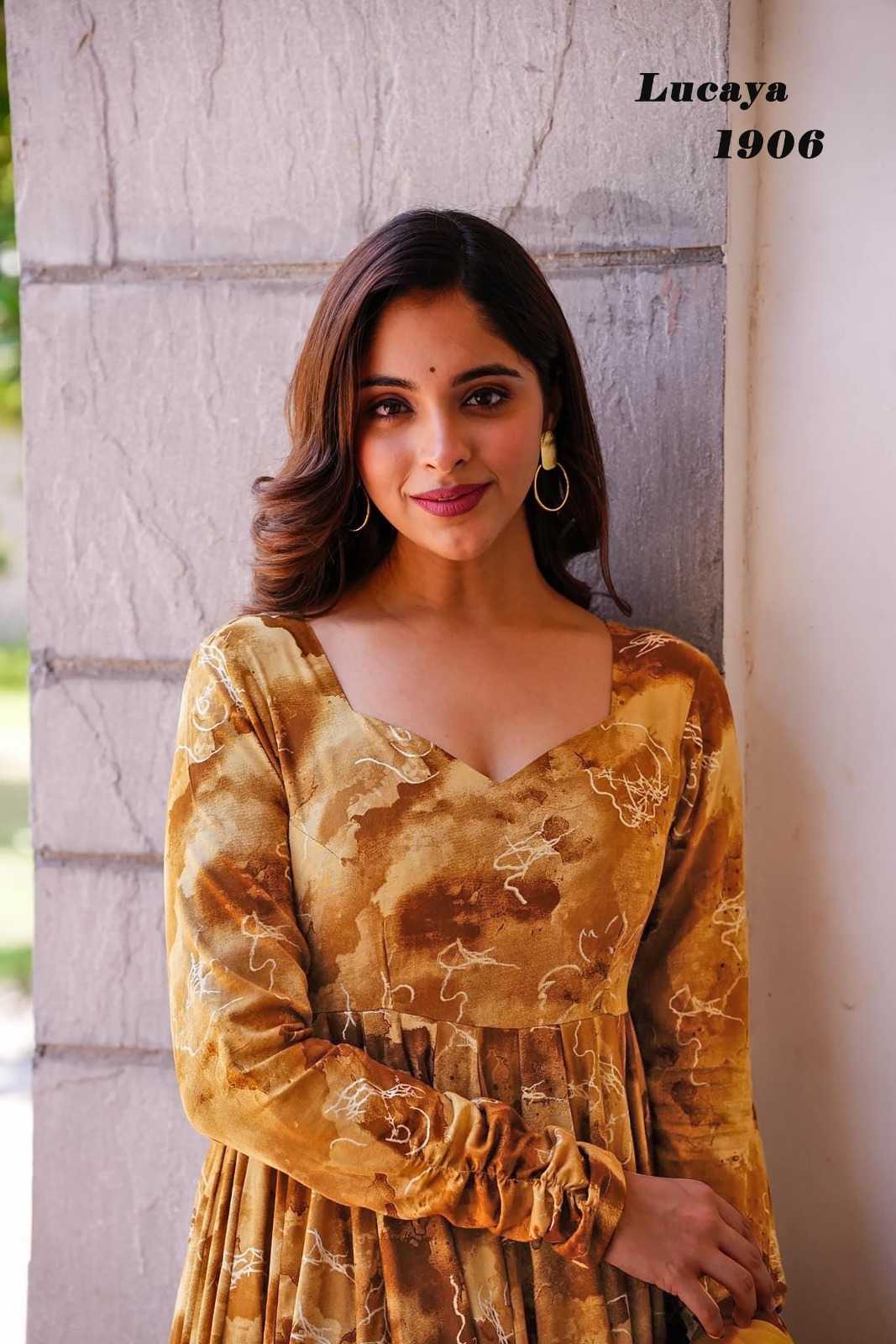 Ynf Heavy Rayon KESH530 LUCAYA VOL-19 1901 Gowns Wholesale Fancy Gowns Full Sleeve Gowns Lehenga Style Gown Manufacturer- Kapda Export