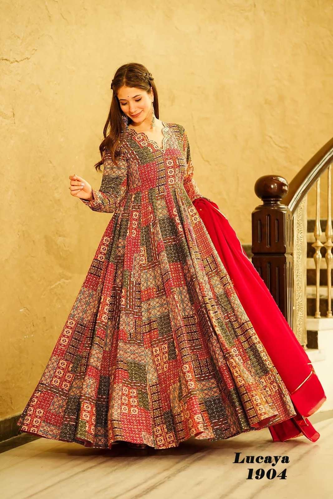 Ynf Heavy Rayon KESH530 LUCAYA VOL-19 1901 Gowns Wholesale Fancy Gowns Full Sleeve Gowns Lehenga Style Gown Manufacturer- Kapda Export