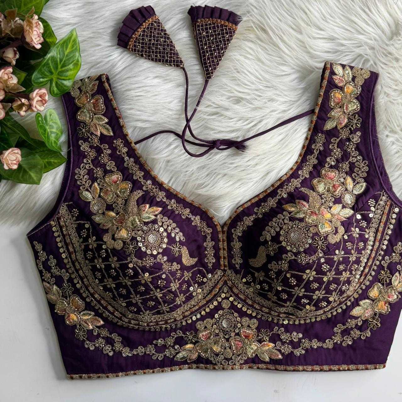 Ynf Heavy Roman Silk KESH530 RAINBOW Readymade Blouses Wholesale Sequence Embroidery Blouse Designer Blouse Embroidered Blouses Manufacturer- Kapda Export