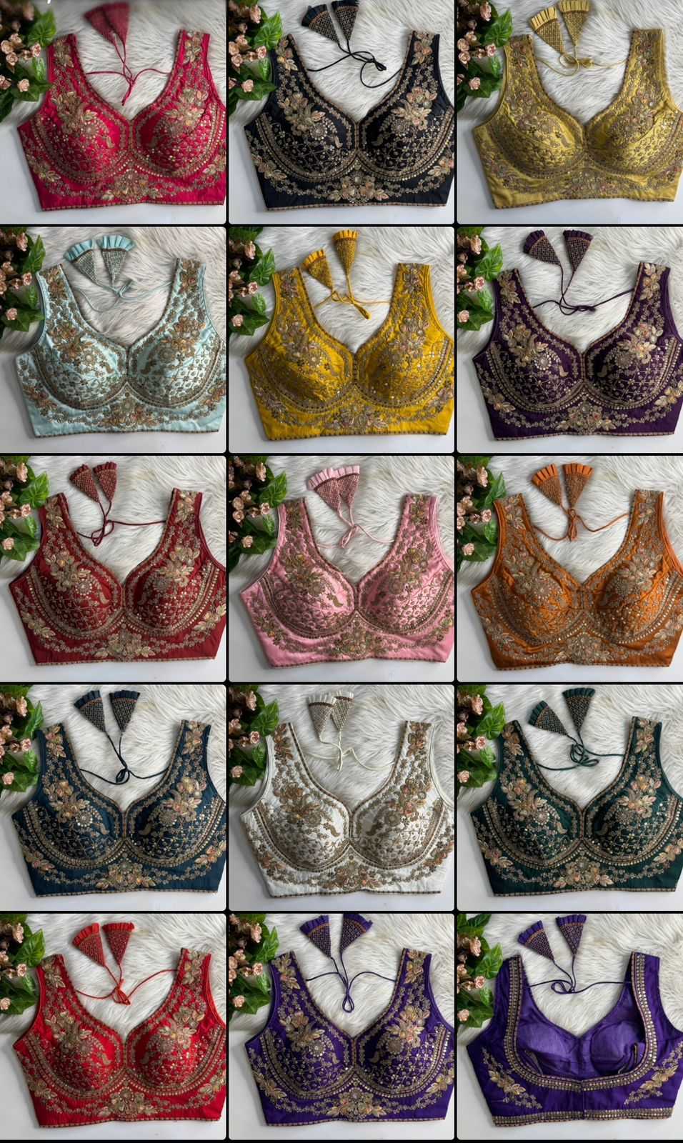 Ynf Heavy Roman Silk KESH530 RAINBOW Readymade Blouses Wholesale Sequence Embroidery Blouse Designer Blouse Embroidered Blouses Manufacturer- Kapda Export