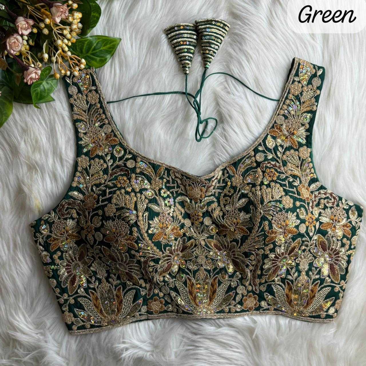 Ynf Heavy Roman Silk KESH530 Roman Readymade Blouses Wholesale Blouse Sequence Embroidery Blouse Designer Blouse Manufacturer- Kapda Export