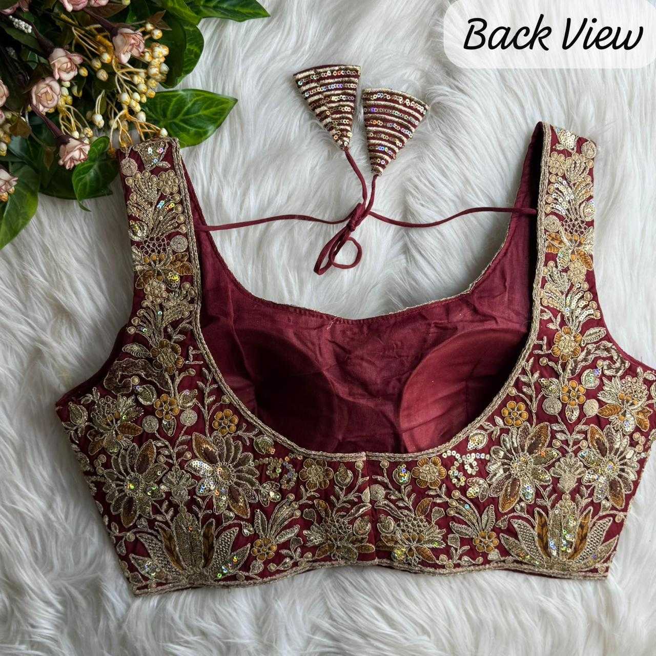 Ynf Heavy Roman Silk KESH530 Roman Readymade Blouses Wholesale Blouse Sequence Embroidery Blouse Designer Blouse Manufacturer- Kapda Export