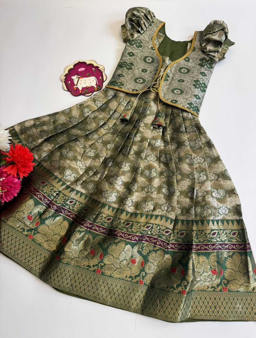 Ynf Kanjivaram Silk RIN235 SIYA Kids Wear Festive Collections Wholesale Kids Gown Ethnic Dresses For Kids Kids Festive Wear Manufacturer- Kapda Export
