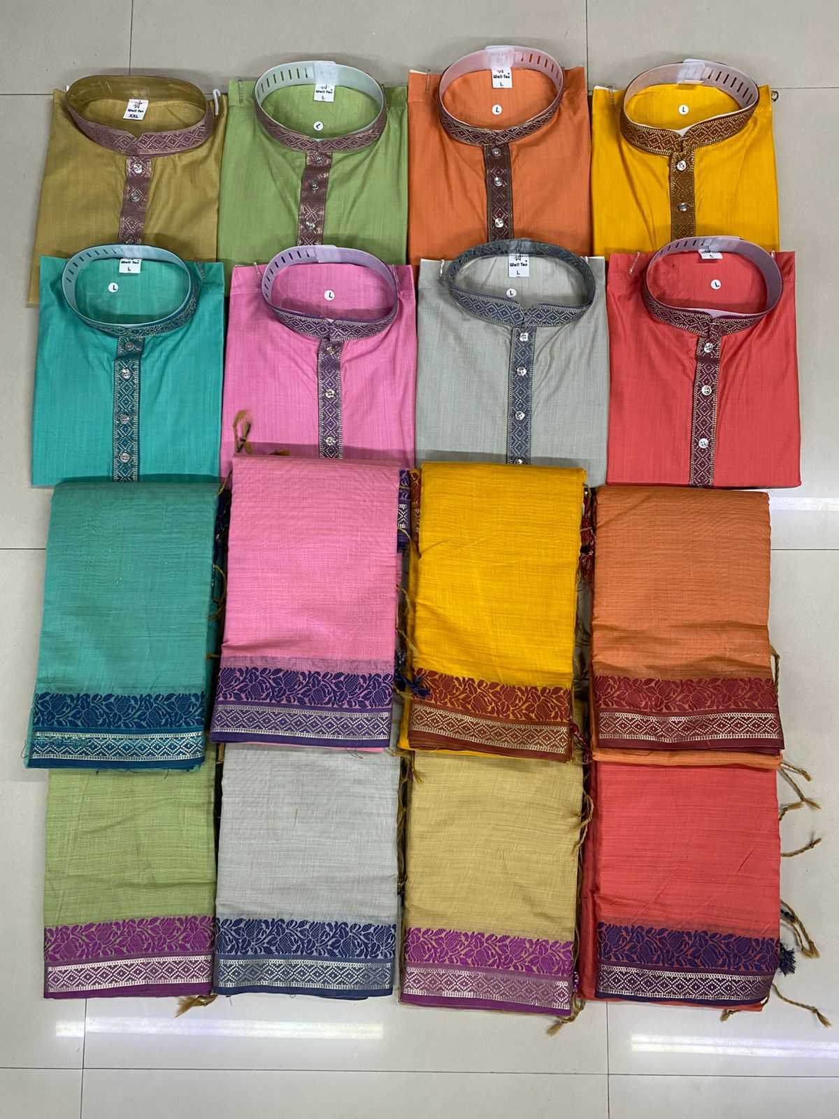 Ynf Linen KESH530 M-1 Couple Wear Wholesale Couple Kurta Pajama and Saree Sets Manufacturer- Kapda Export