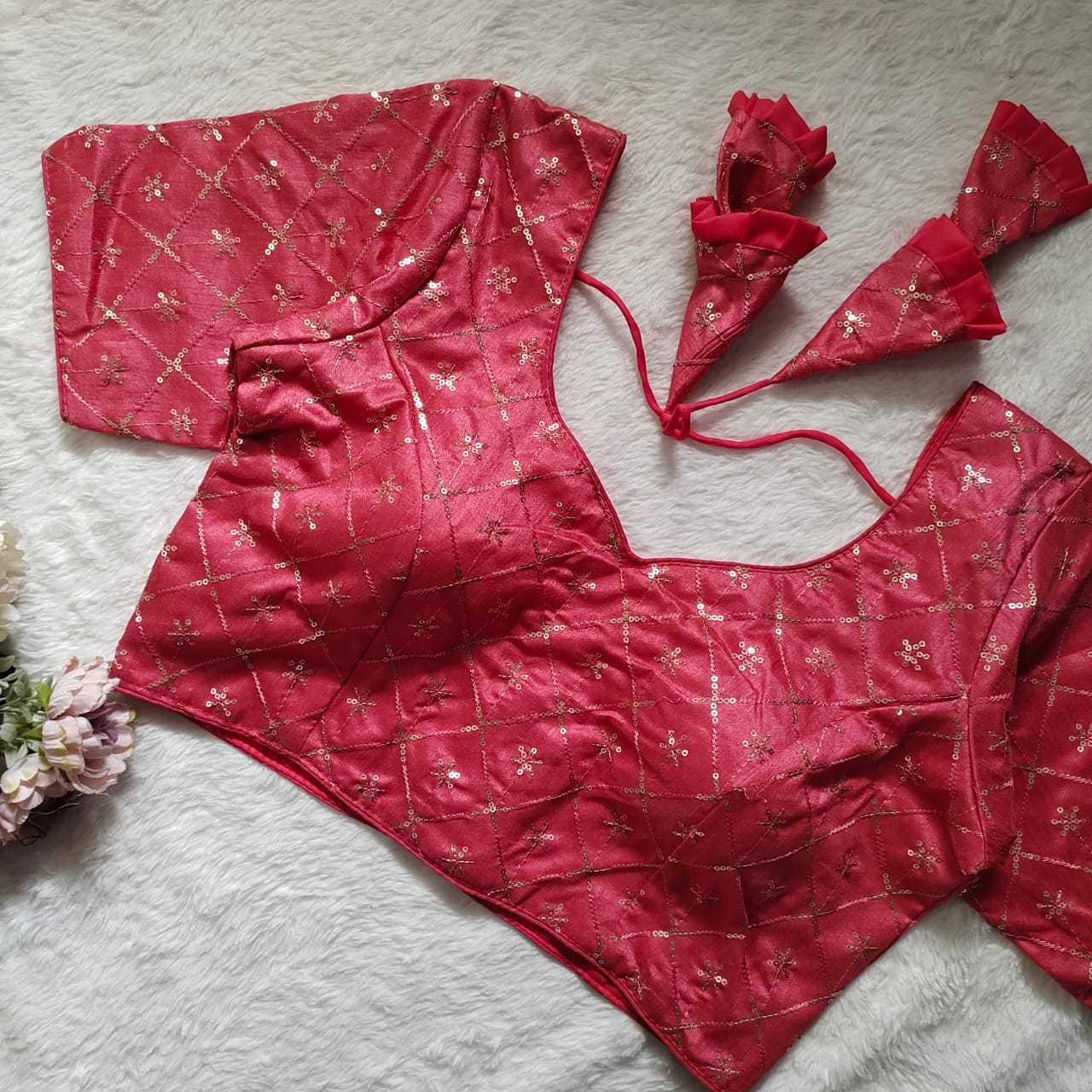 Ynf Mono Slub KESH411 Mono Readymade Blouses Wholesale Sequence Embroidery Blouse Embroidered Blouses Party Wear Blouse Manufacturer- Kapda Export