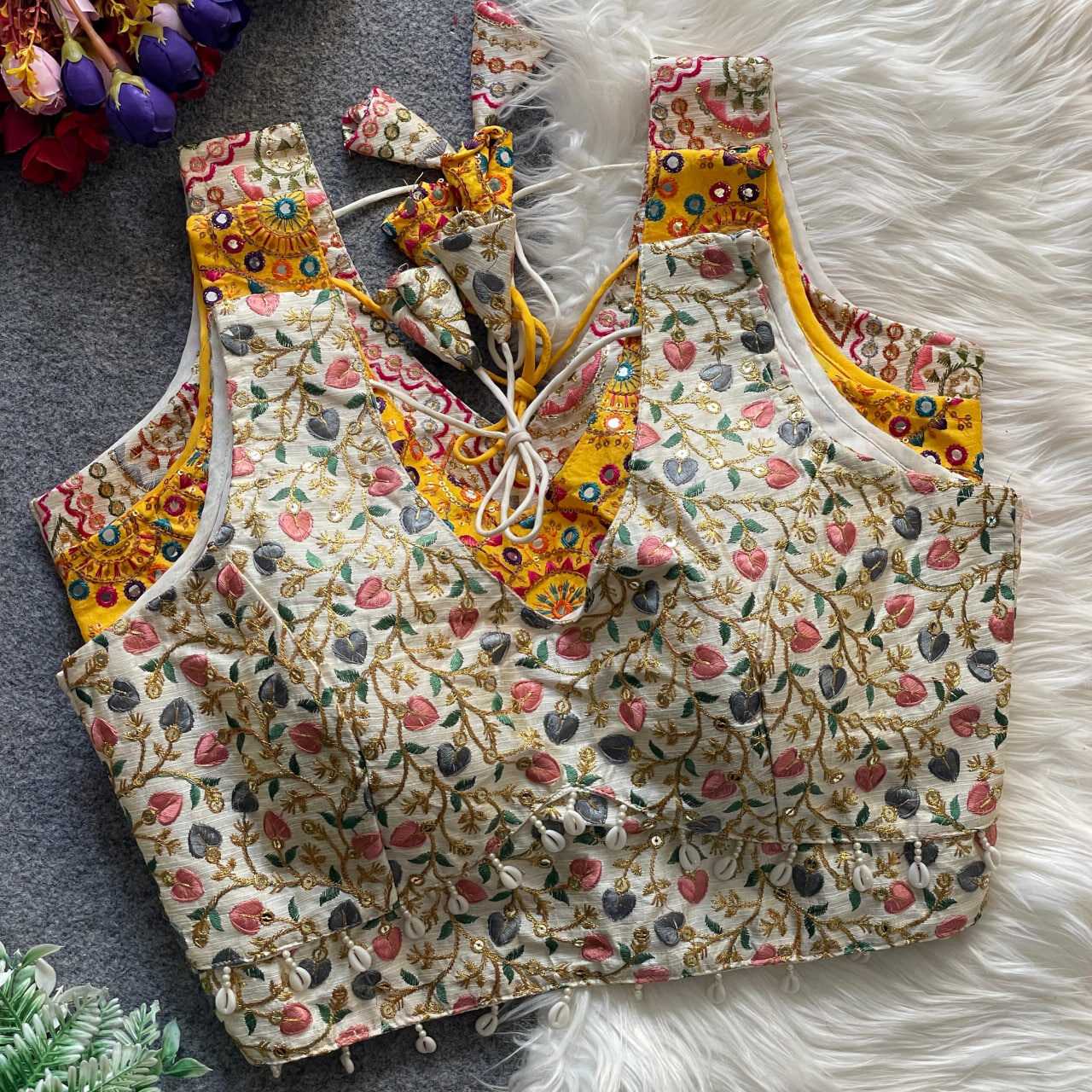 Ynf Mono Slub KESH411 VIHAAN Readymade Blouses Wholesale Sequence Embroidery Blouse Sleeveless Blouse Party Wear Blouse Manufacturer- Kapda Export