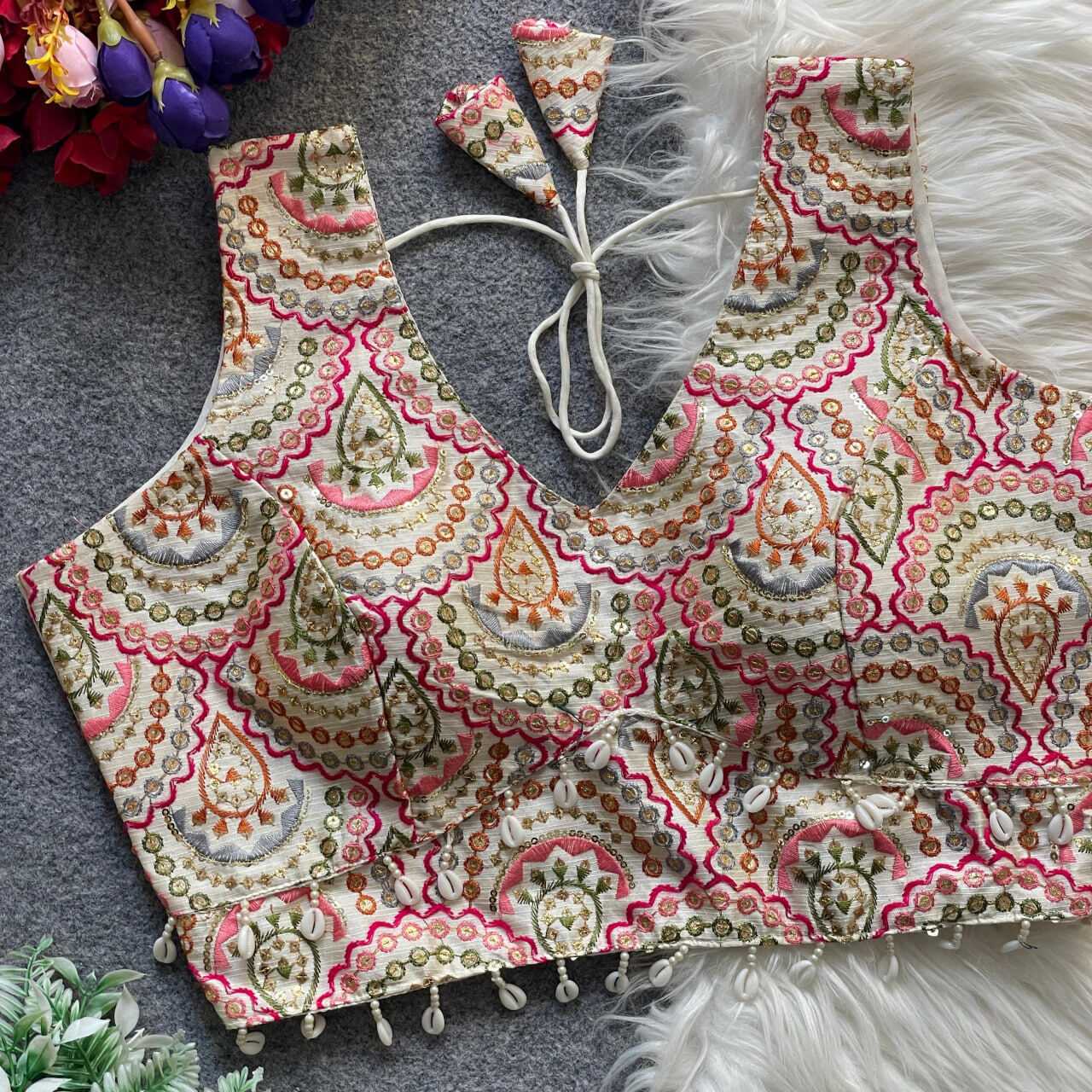 Ynf Mono Slub KESH411 VIHAAN Readymade Blouses Wholesale Sequence Embroidery Blouse Sleeveless Blouse Party Wear Blouse Manufacturer- Kapda Export