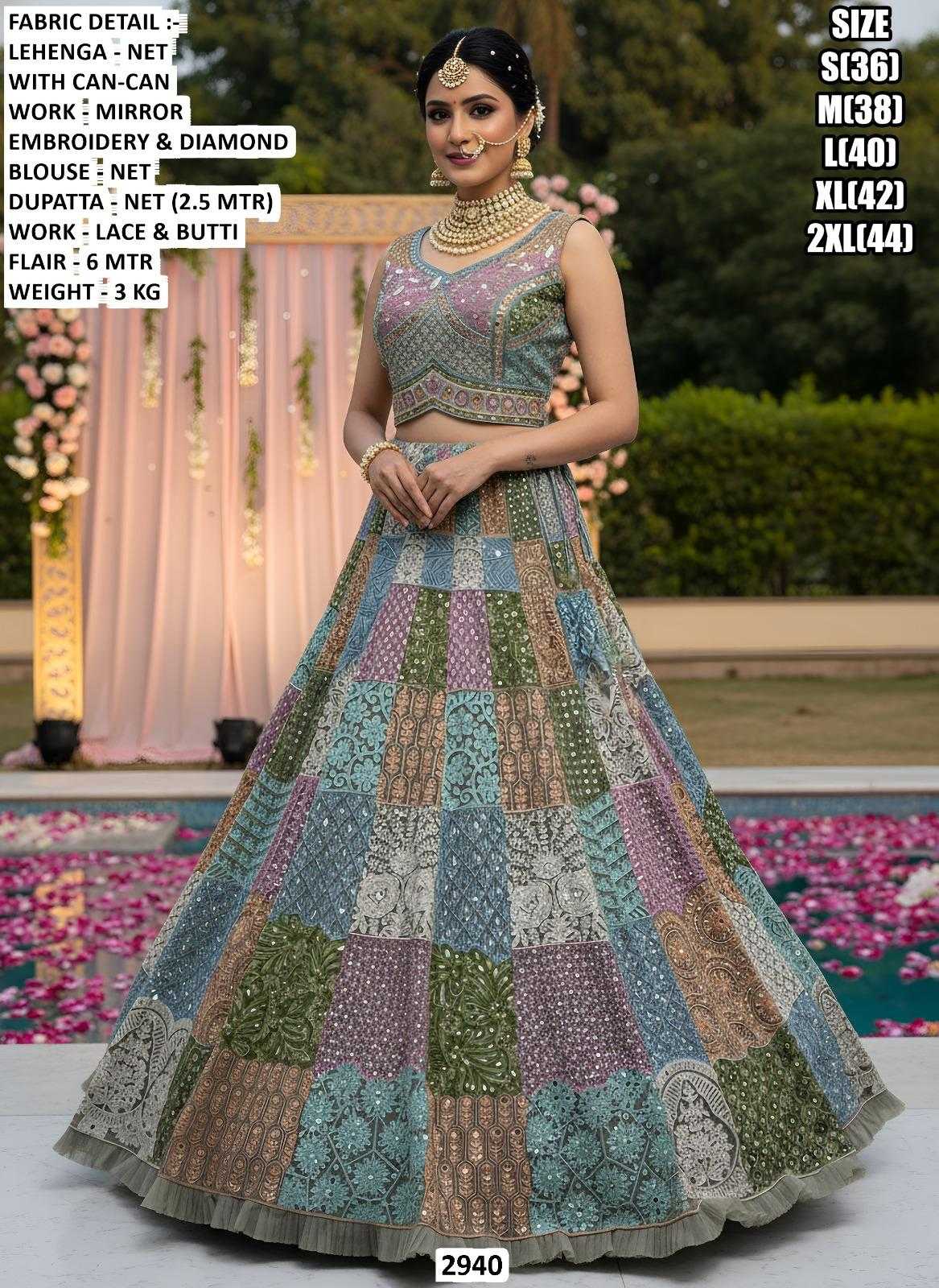 Ynf Net KESH481 2940 Lehengas Festive Collections Wholesale Net Fancy Lehenga Mirror Work Lehenga Lehenga With Cancan Manufacturer- Kapda Export