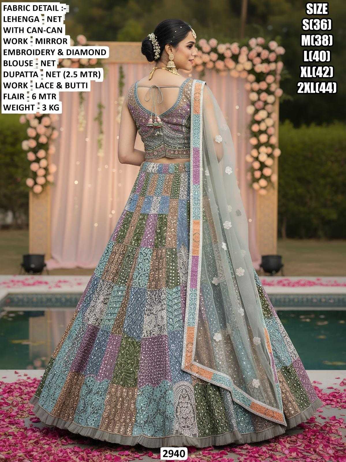 Ynf Net KESH481 2940 Lehengas Festive Collections Wholesale Net Fancy Lehenga Mirror Work Lehenga Lehenga With Cancan Manufacturer- Kapda Export