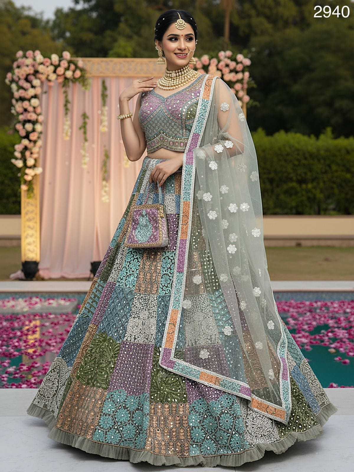 Ynf Net KESH530 2940 Lehengas Wedding Collections Wholesale Net Fancy Lehenga Embroidered Lehenga Mirror Work Lehenga Manufacturer- Kapda Export