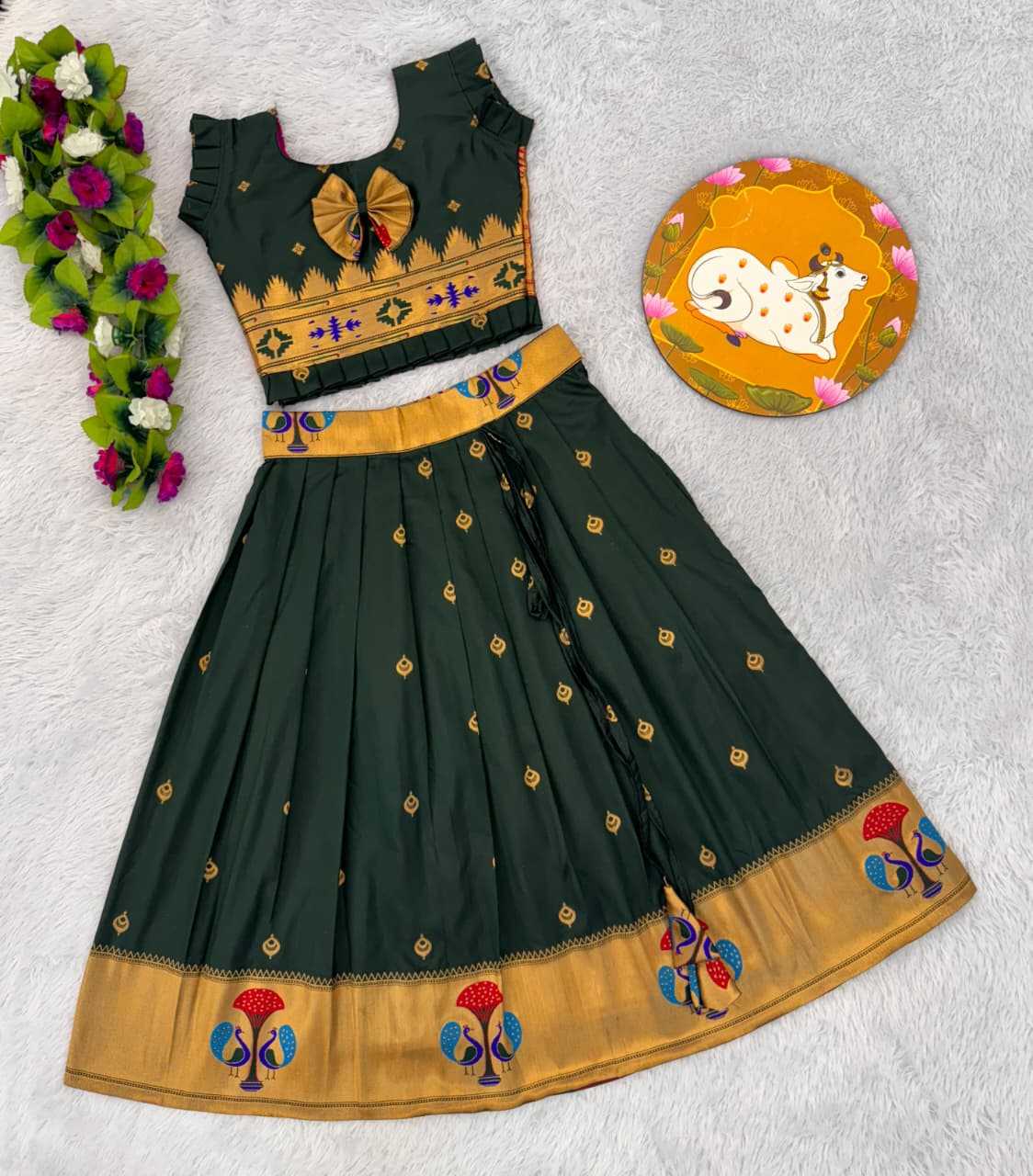Ynf Paithani Silk RIN235 PAITHANI Kids Wear Wholesale Kids Lehenga Kids Traditional Outfits Kids Navratri Outfits Manufacturer- Kapda Export