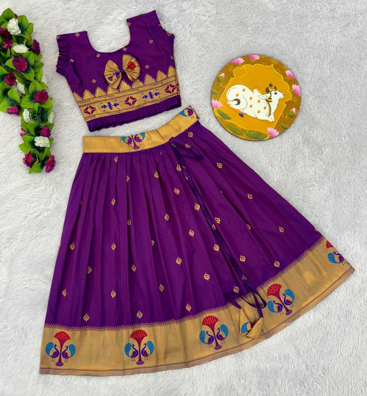 Ynf Paithani Silk RIN235 PAITHANI Kids Wear Wholesale Kids Lehenga Kids Traditional Outfits Kids Navratri Outfits Manufacturer- Kapda Export