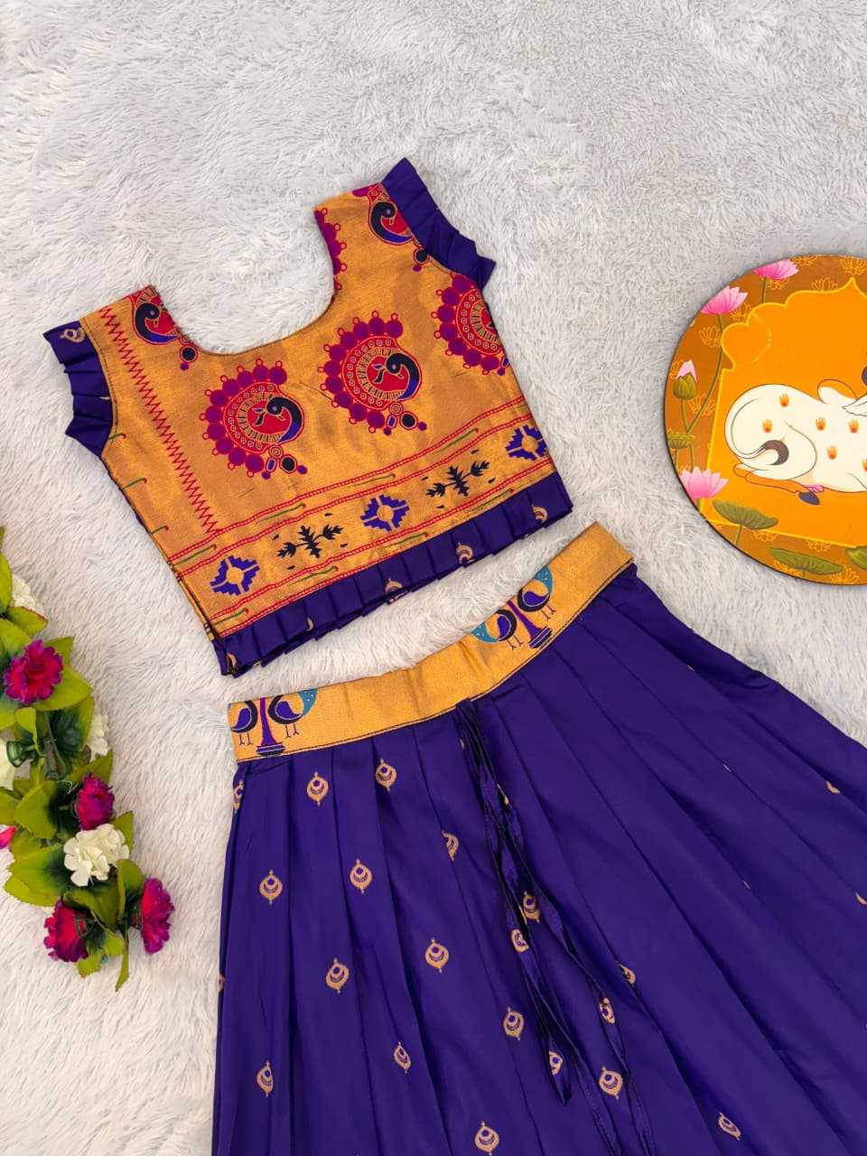 Ynf Paithani Silk RIN235 PAITHANI Kids Wear Wholesale Kids Lehenga Kids Traditional Outfits Kids Navratri Outfits Manufacturer- Kapda Export