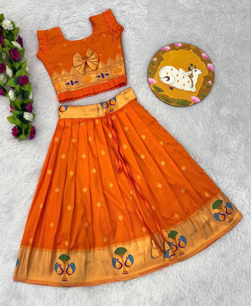 Ynf Paithani Silk RIN235 PAITHANI Kids Wear Wholesale Kids Lehenga Kids Traditional Outfits Kids Navratri Outfits Manufacturer- Kapda Export