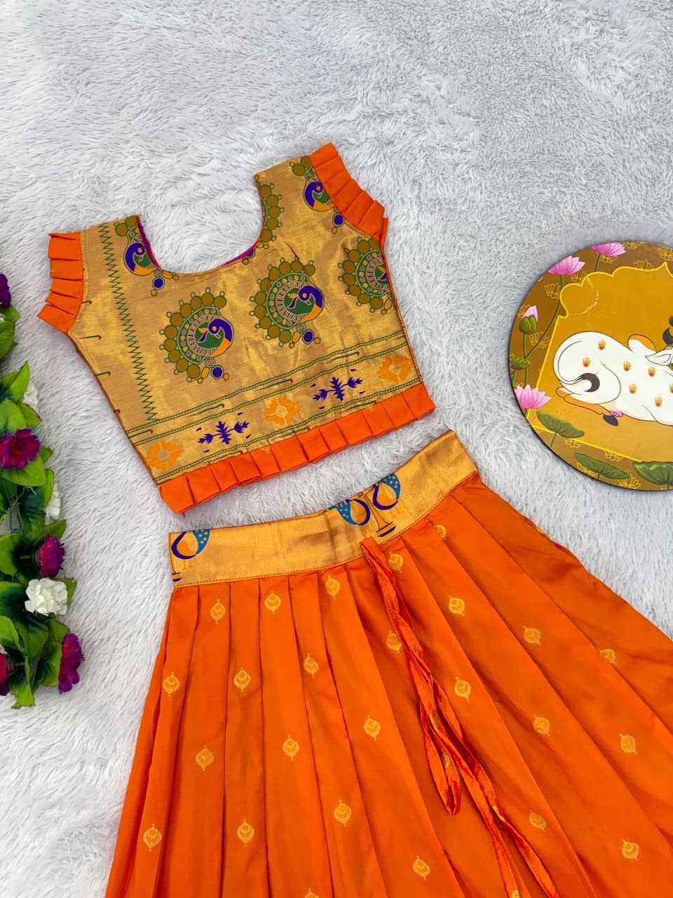 Ynf Paithani Silk RIN235 PAITHANI Kids Wear Wholesale Kids Lehenga Kids Traditional Outfits Kids Navratri Outfits Manufacturer- Kapda Export