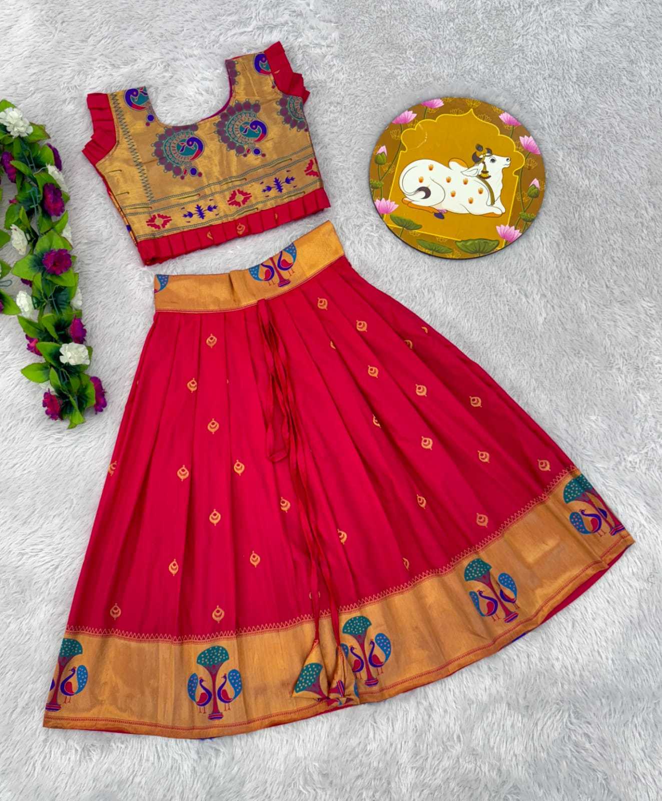 Ynf Paithani Silk RIN235 PAITHANI Kids Wear Wholesale Kids Lehenga Kids Traditional Outfits Kids Navratri Outfits Manufacturer- Kapda Export