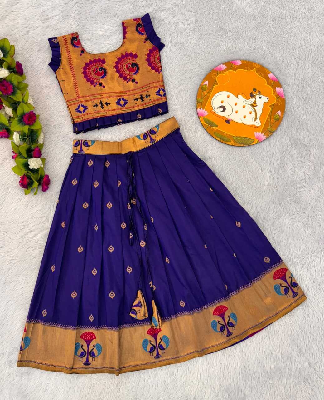 Ynf Paithani Silk RIN235 PAITHANI Kids Wear Wholesale Kids Lehenga Kids Traditional Outfits Kids Navratri Outfits Manufacturer- Kapda Export