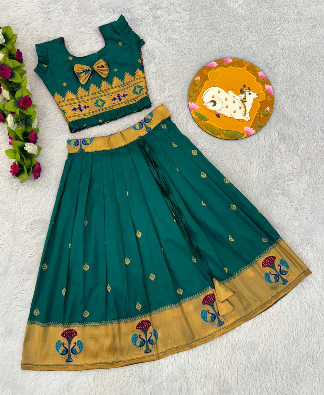 Ynf Paithani Silk RIN235 PAITHANI Kids Wear Wholesale Kids Lehenga Kids Traditional Outfits Kids Navratri Outfits Manufacturer- Kapda Export