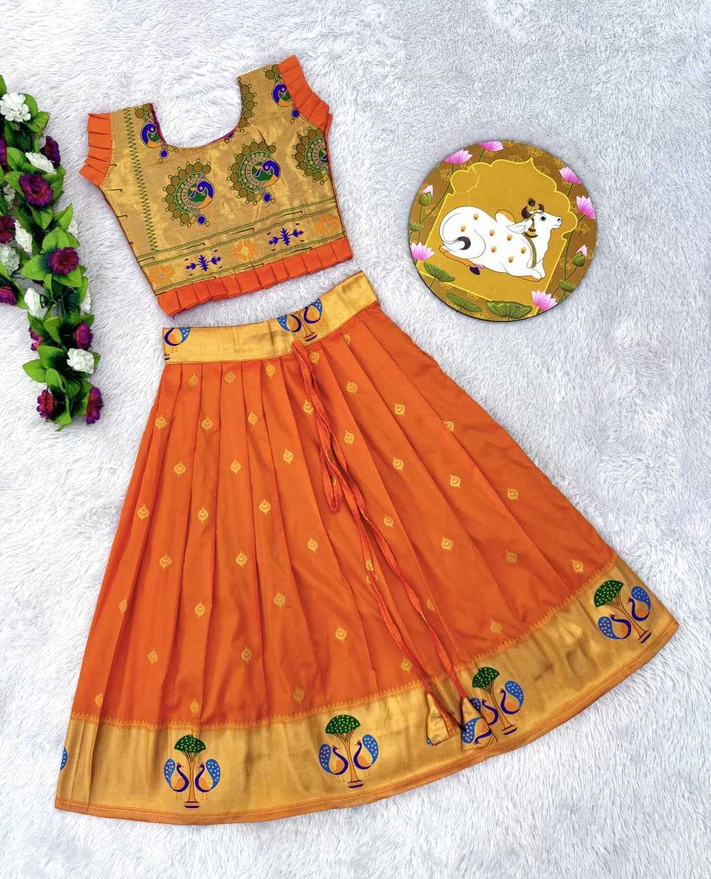 Ynf Paithani Silk RIN235 PAITHANI Kids Wear Wholesale Kids Lehenga Kids Traditional Outfits Kids Navratri Outfits Manufacturer- Kapda Export