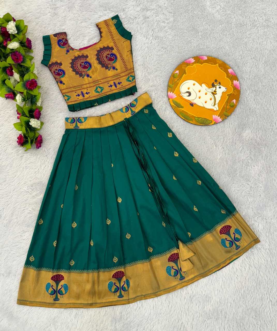 Ynf Paithani Silk RIN235 PAITHANI Kids Wear Wholesale Kids Lehenga Kids Traditional Outfits Kids Navratri Outfits Manufacturer- Kapda Export