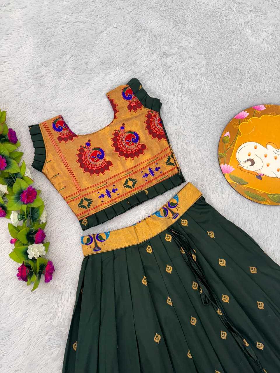 Ynf Paithani Silk RIN235 PAITHANI Kids Wear Wholesale Kids Lehenga Kids Traditional Outfits Kids Navratri Outfits Manufacturer- Kapda Export