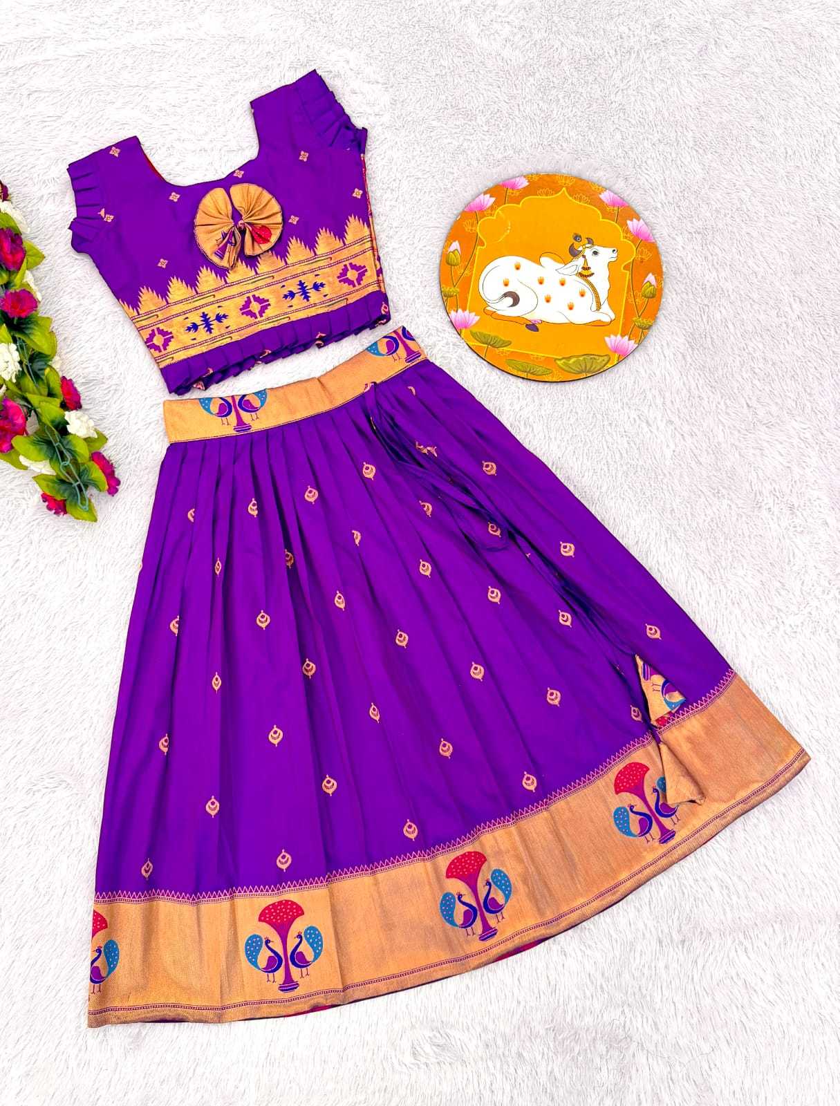 Ynf Paithani Silk RIN235 PAITHANI Kids Wear Wholesale Kids Lehenga Kids Traditional Outfits Kids Navratri Outfits Manufacturer- Kapda Export