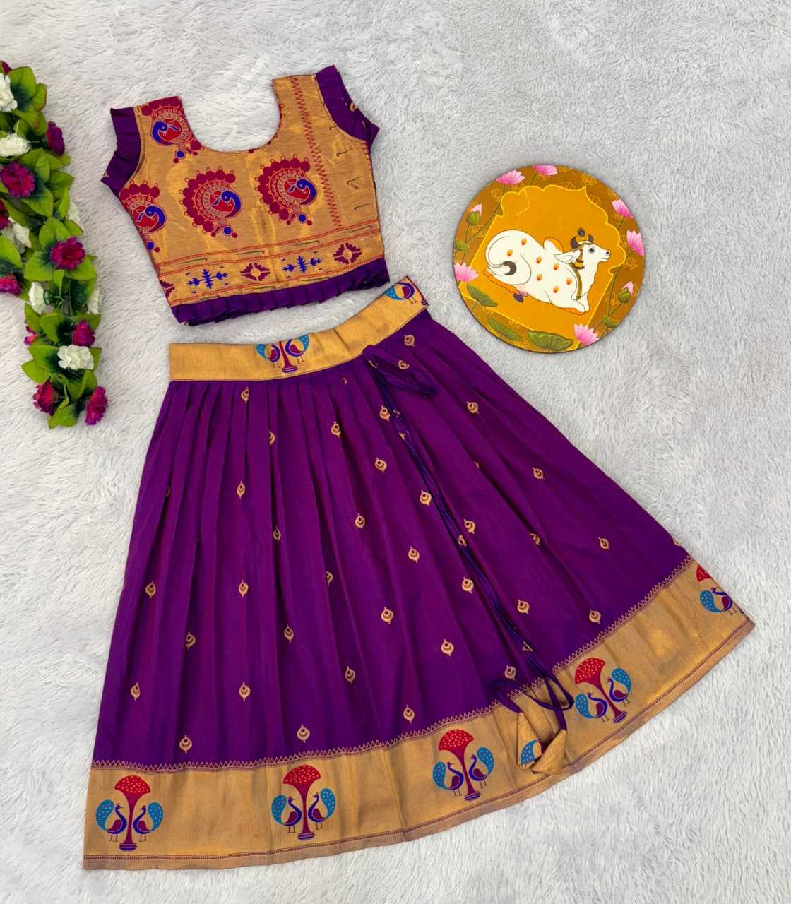 Ynf Paithani Silk RIN235 PAITHANI Kids Wear Wholesale Kids Lehenga Kids Traditional Outfits Kids Navratri Outfits Manufacturer- Kapda Export