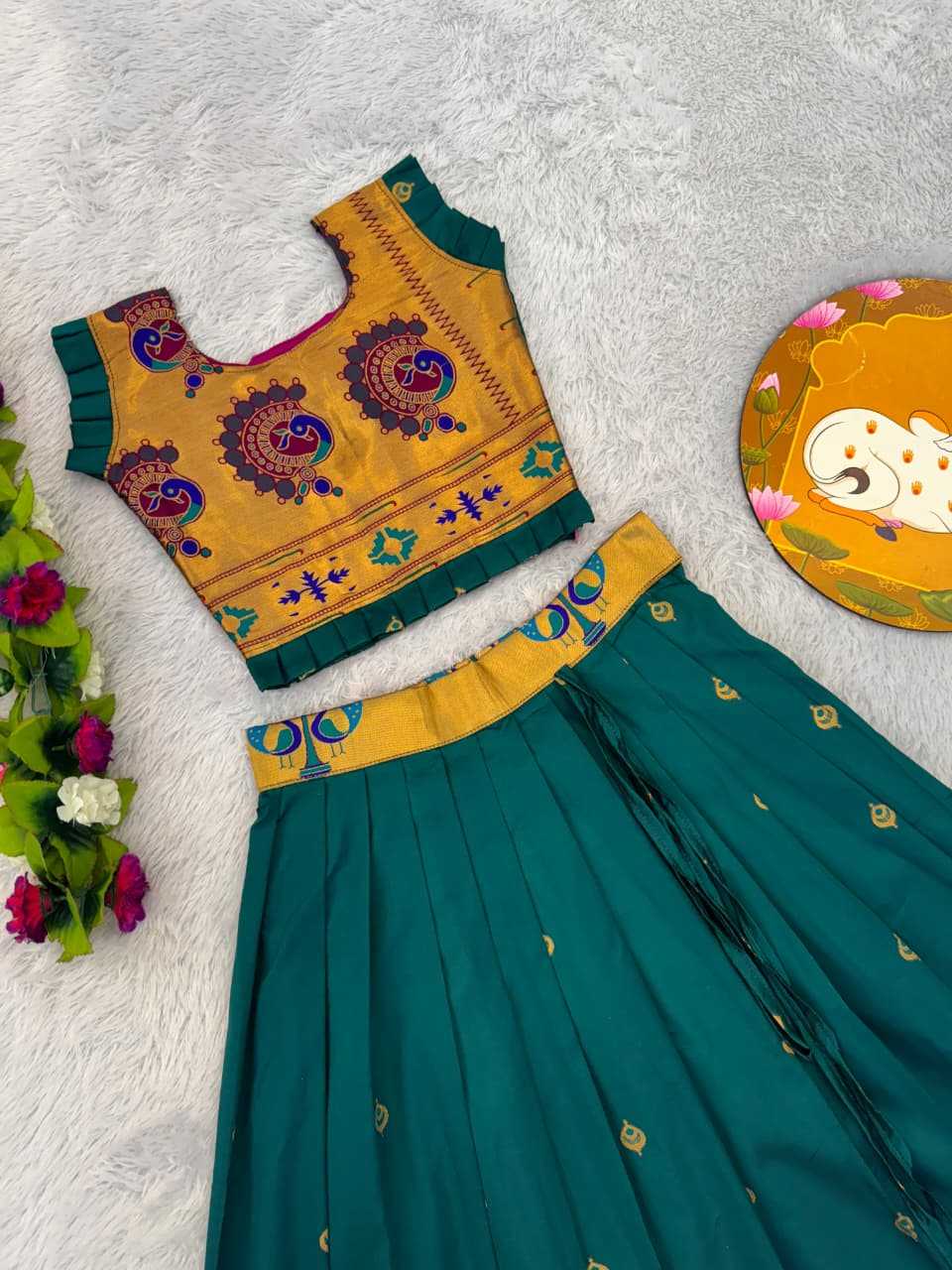 Ynf Paithani Silk RIN235 PAITHANI Kids Wear Wholesale Kids Lehenga Kids Traditional Outfits Kids Navratri Outfits Manufacturer- Kapda Export
